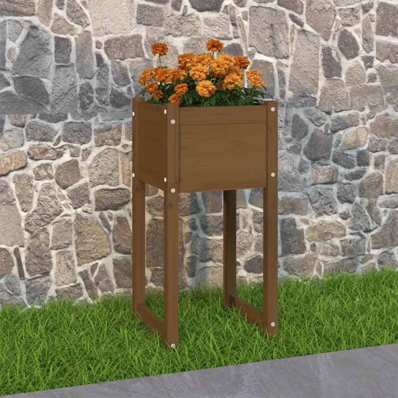 jardiniera, maro miere, 40x40x81 cm, lemn masiv de pin