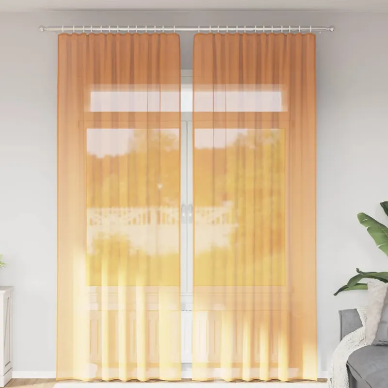 perdele voile cu bucle 2 buc portocaliu 140x260 cm