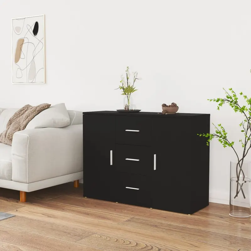 servanta, negru, 91x29,5x65 cm, lemn prelucrat
