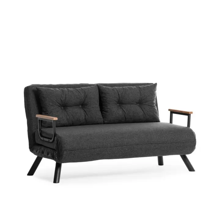 Canapea extensibila SANDO, 2 locuri, gri inchis, 133x78x78 cm