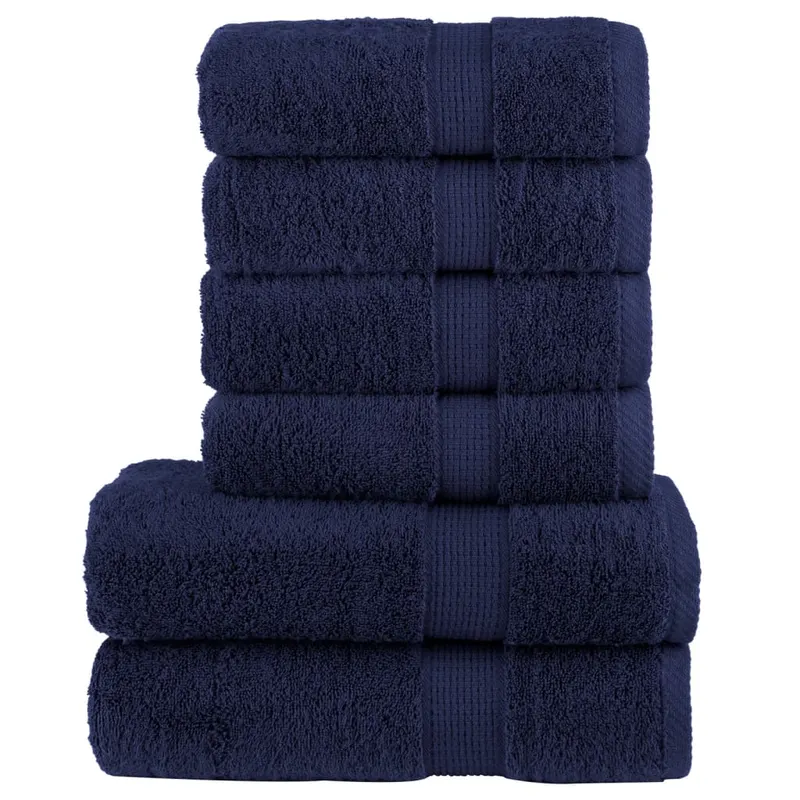 set de prosoape premium solund, 6 piese, bleumarin, 600 g/m2