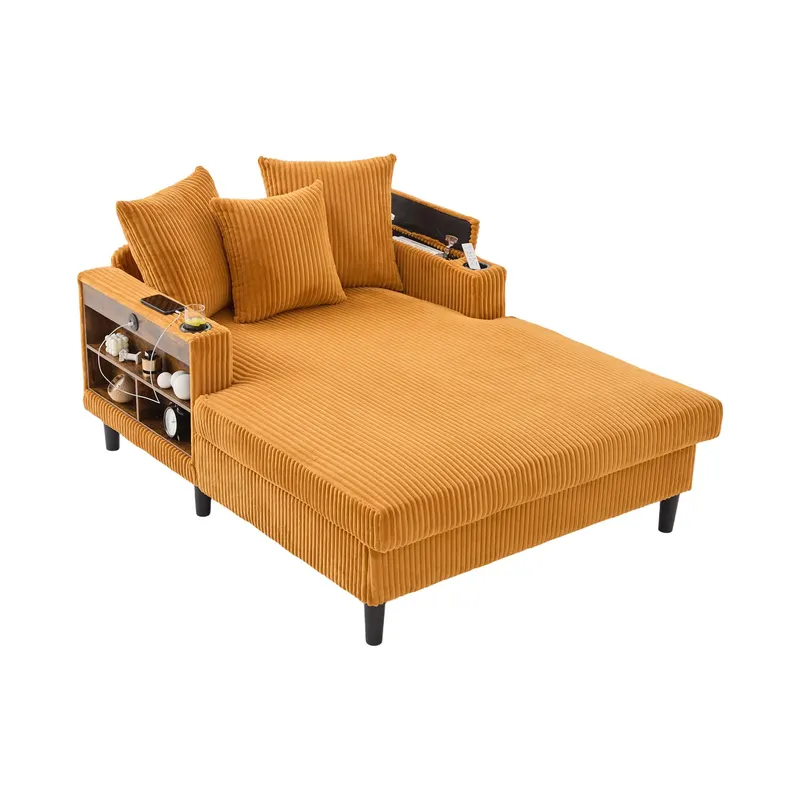 Chaise-longue multifuncțională din cord, Galben muștar