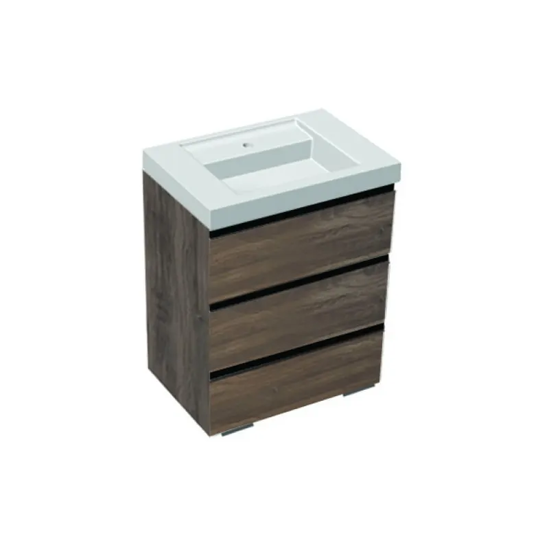 Set mobilier stativ cu lavoar Kolpasan, Harmony 70 cm, 3 sertare, dark oak