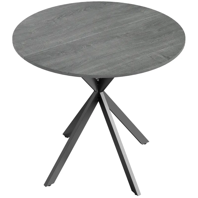 HOMCOM Masă rotundă de dining în stil industrial, cu picioare în cruce din oțel, Ø80 x 75 cm, gri