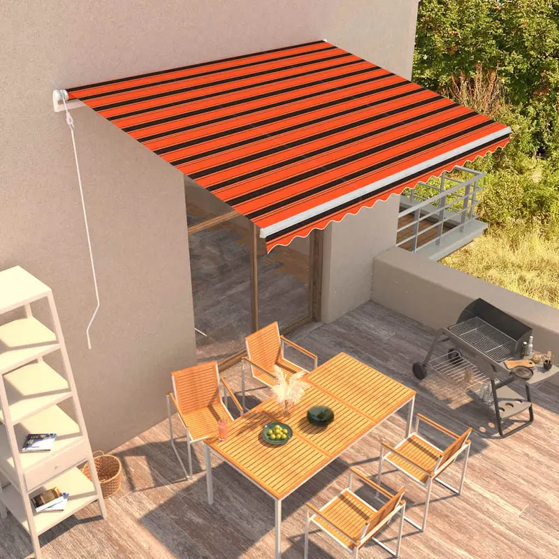 Copertina retractabila automat, portocaliu & maro, 400 x 300 cm