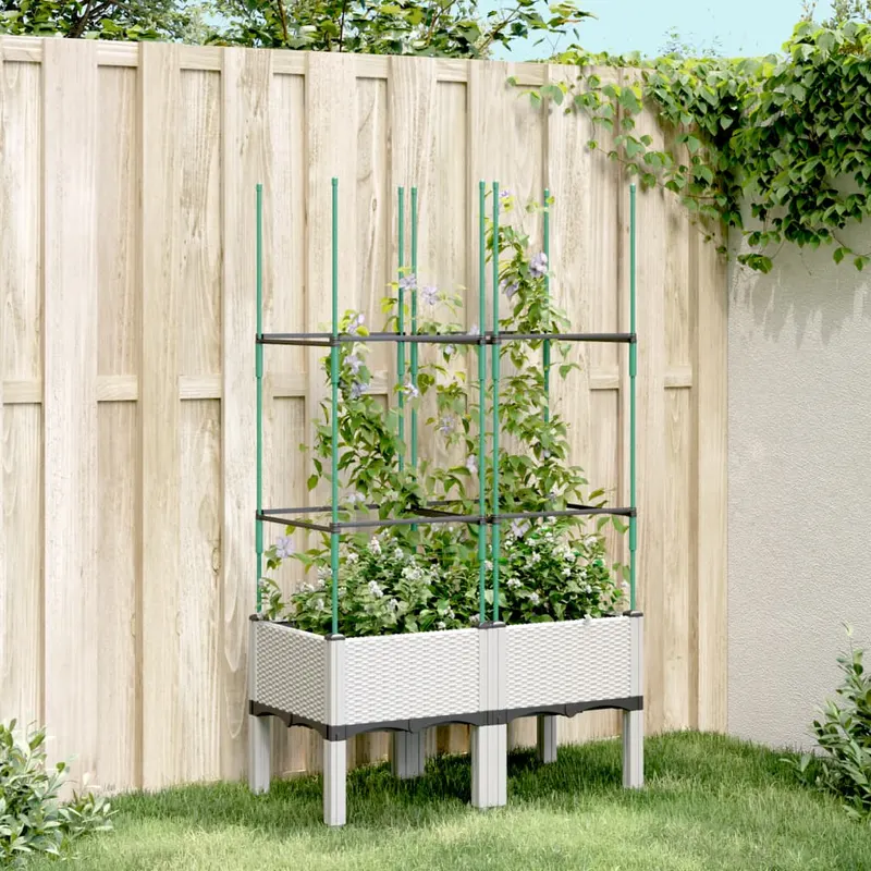jardiniera de gradina cu spalier, alb, 80x40x142,5 cm, pp