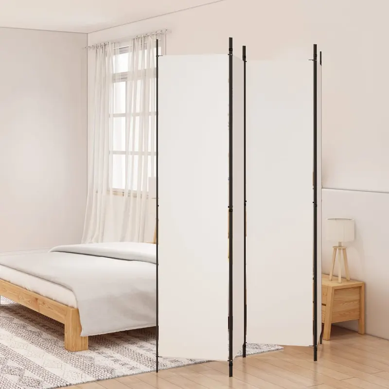 paravan de camera cu 4 panouri, alb, 200x220 cm, textil