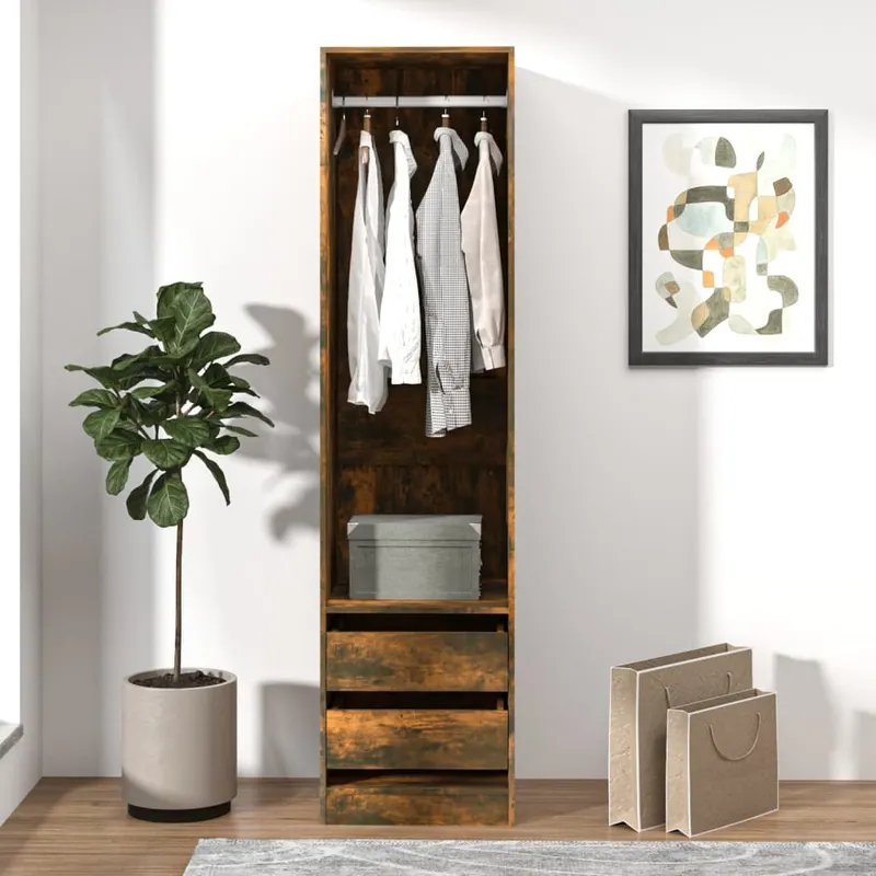 sifonier cu sertare stejar fumuriu 50x50x200 cm lemn prelucrat