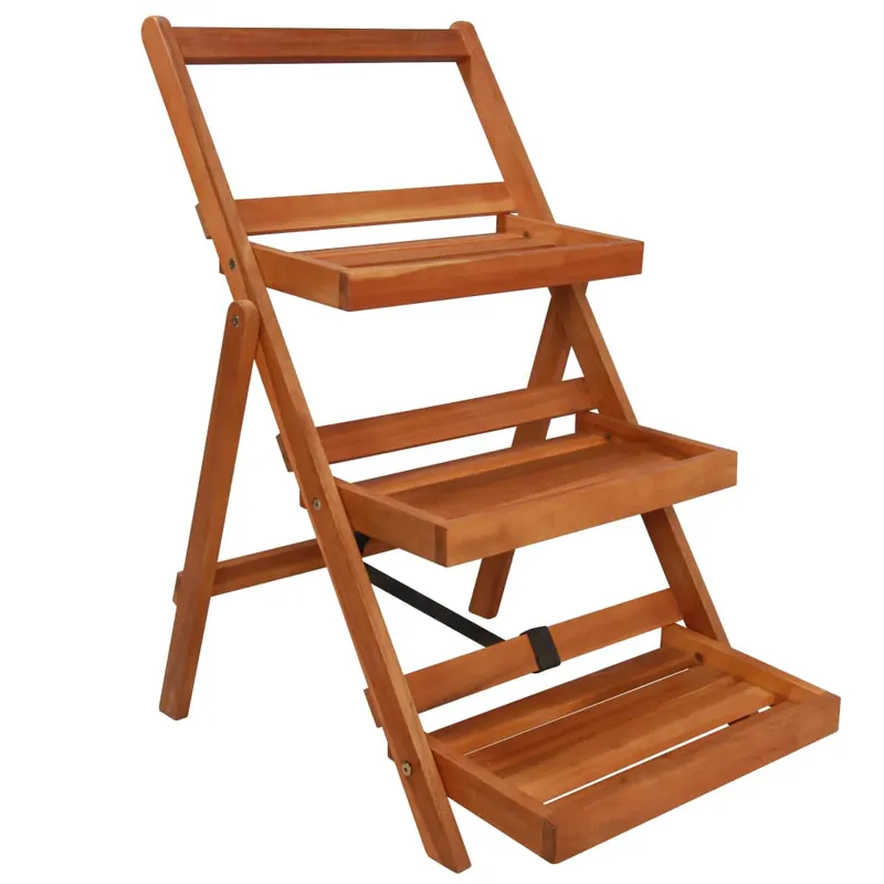 suport de plante, 3 niveluri, 50x63x80 cm, lemn masiv de acacia