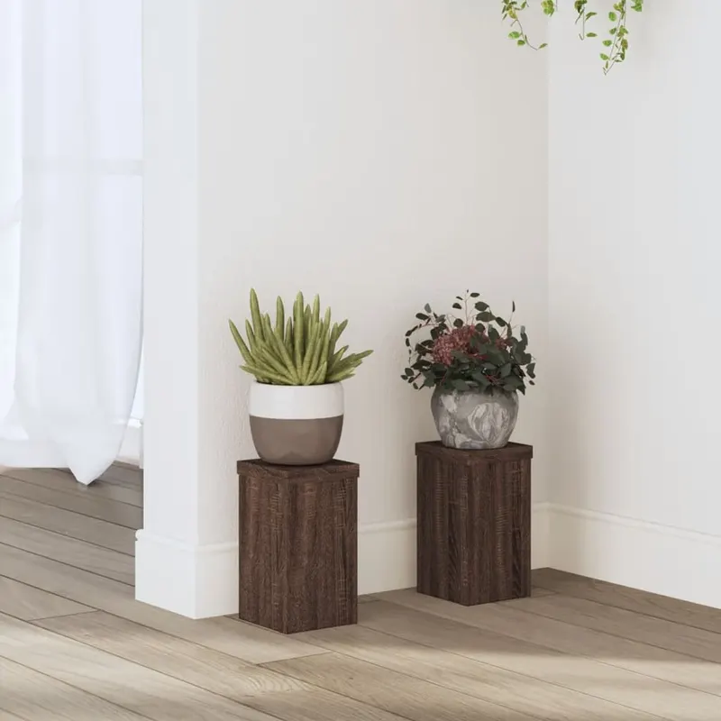 suporturi de plante 2 buc. stejar maro 10x10x18cm lemn compozit