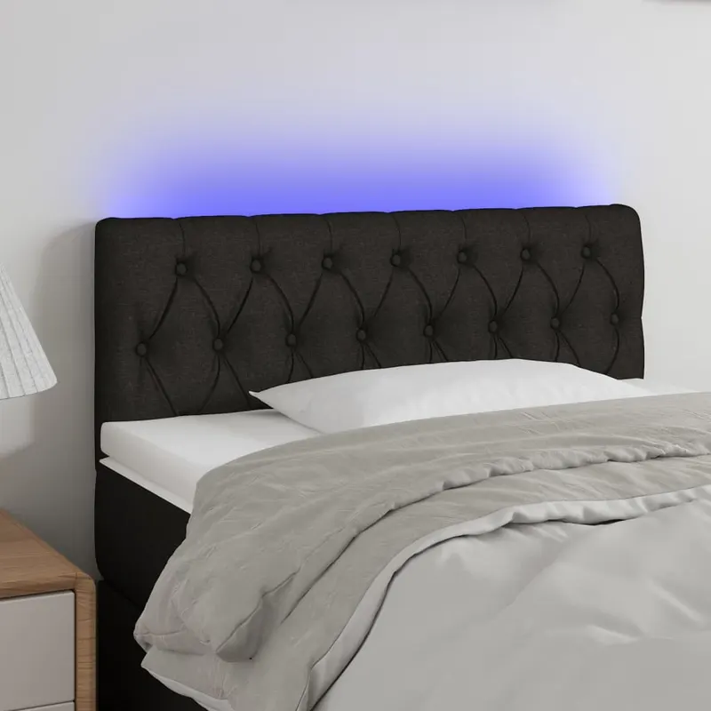 tablie de pat cu led, negru, 100x7x78/88 cm, textil