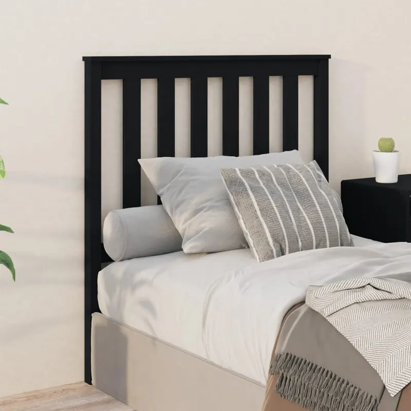 tablie de pat, negru, 96x6x101 cm, lemn masiv de pin