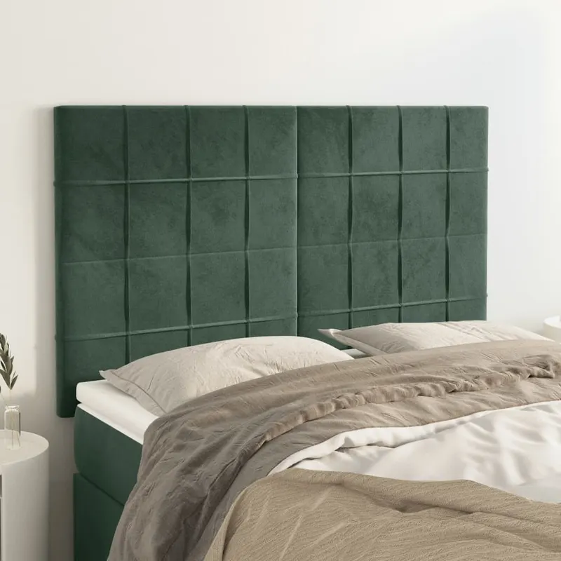 tablii de pat, 4 buc, verde inchis, 72x5x78/88 cm, catifea