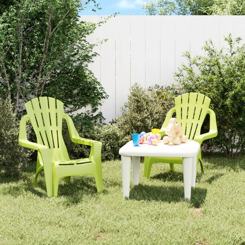 scaune gradina de copii 2 buc. verde 37x34x44 cm pp aspect lemn