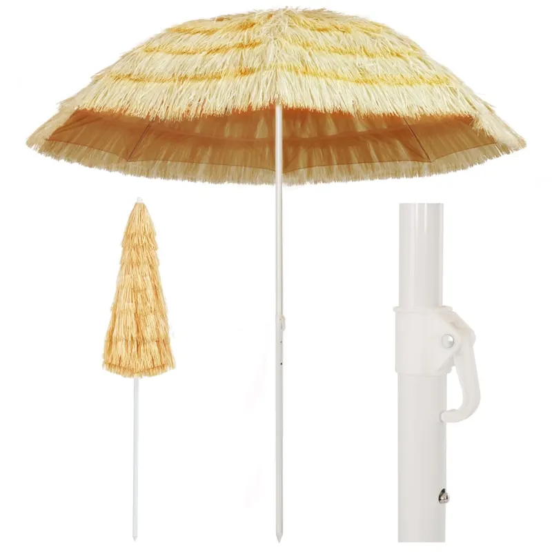 umbrela de plaja, natural, 240 cm, stil hawaiian