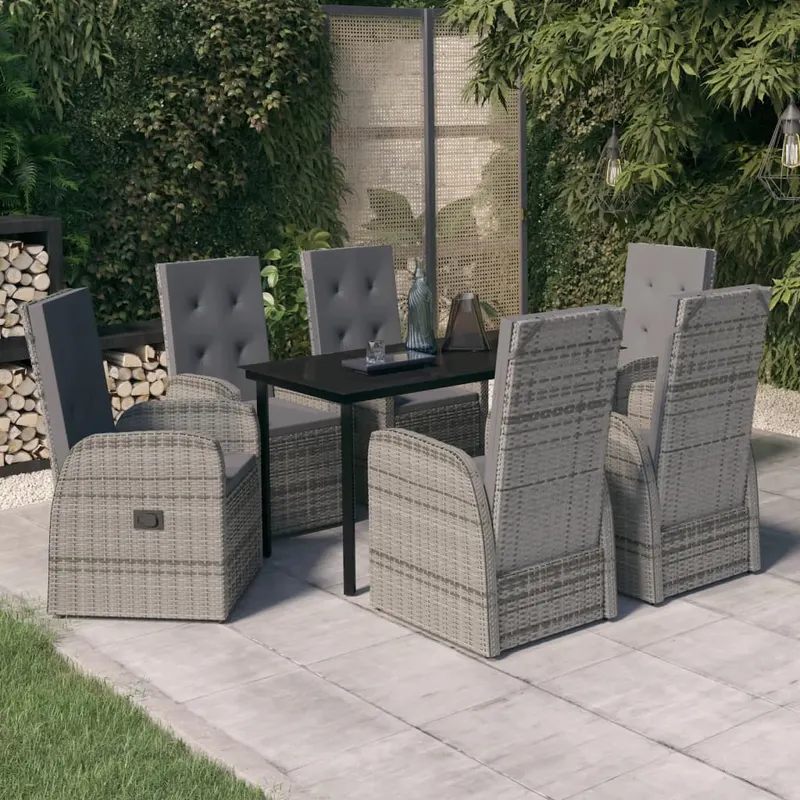 set de mobilier pentru gradina, cu perne, 7 piese, gri