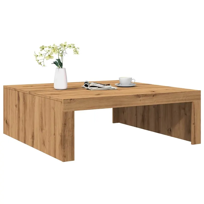 masuta cafea, stejar artizanal, 100x100x35 cm, lemn prelucrat