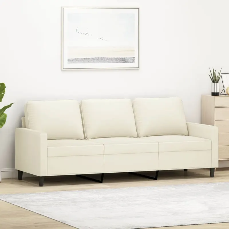 canapea cu 3 locuri, crem, 180 cm, catifea