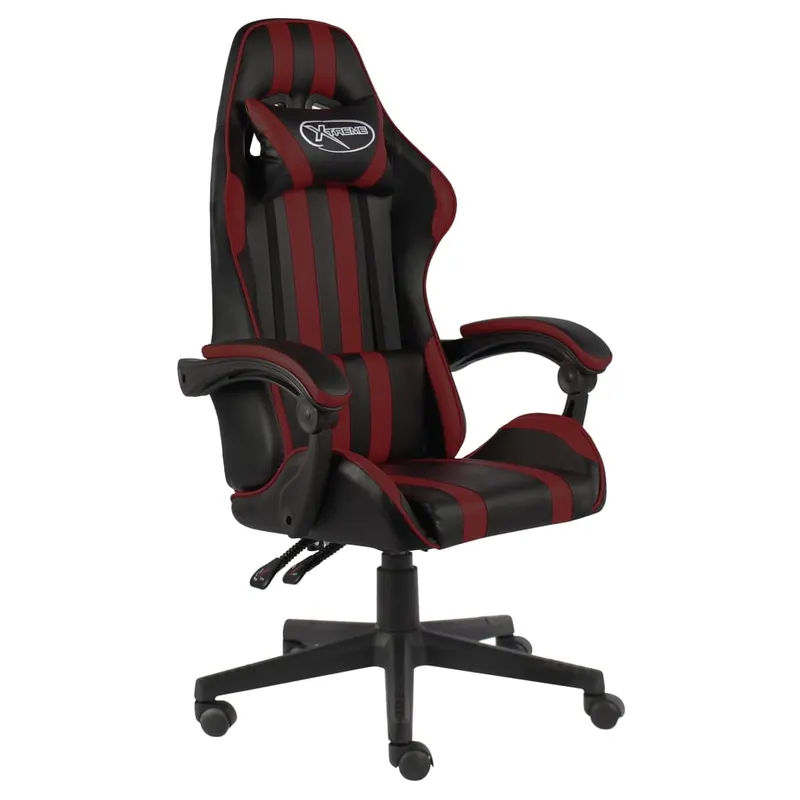 scaun de racing, negru si rosu vin, piele ecologica