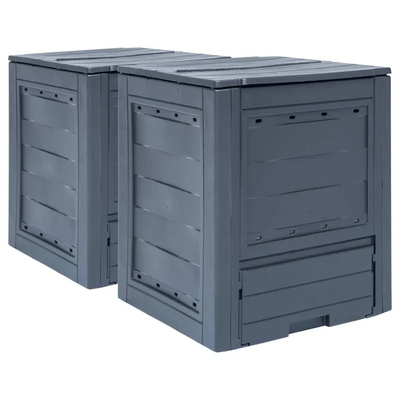 compostoare de gradina, 2 buc., gri, 60 x 60 x 73 cm, 520 l