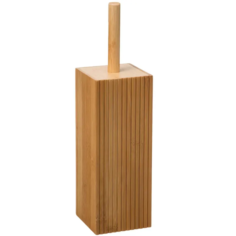 Perie toaleta bambus cu suport cilindric, 10x10x38 cm, design natural discret, natur