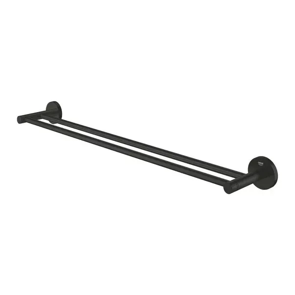 Bara prosop dubla Grohe 1024732430, 625 mm, 105 mm, 2 orificii instalare, 2 rafturi, pe perete, Negru