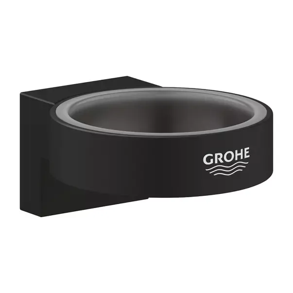 Suport baie Grohe 41217KF0, Selection, montare pe perete, fixare ascunsa, alama, mat, negru