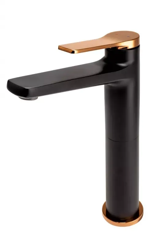 Baterie lavoar FDesign Seppia FD1-SPA-2L-25, 3 8 , marimea XL, monocomanda, ventil push to open, mat, negru cupru