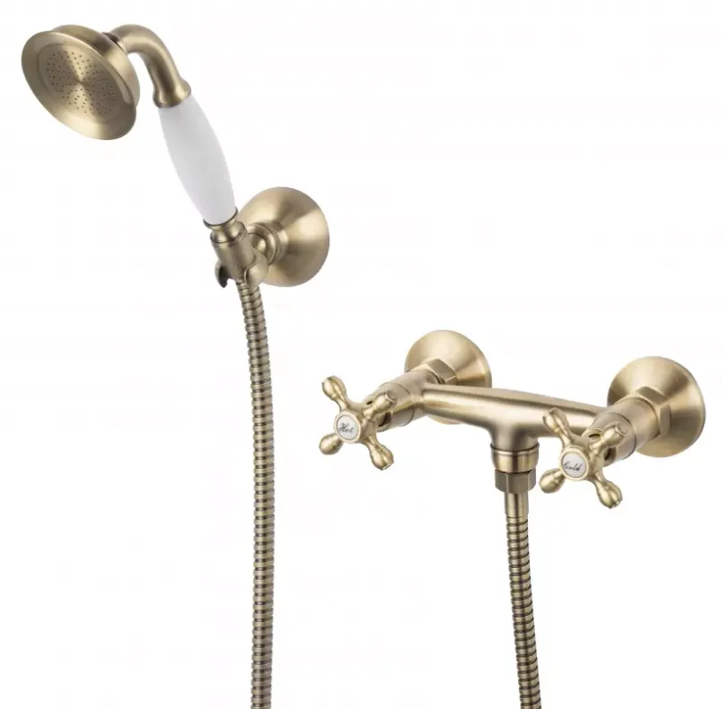 Set baterie dus FDesign Lacrima FD1-LRA-77-66, 1 2 , aparenta, retro, set de dus, 1 pulverizare, mat, bronz