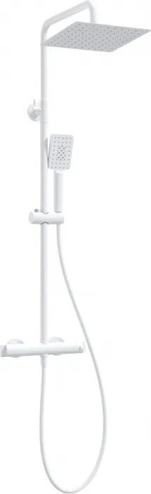 Coloana de dus cu palarie, para de dus si baterie cu termostat, alb, Deante Therm