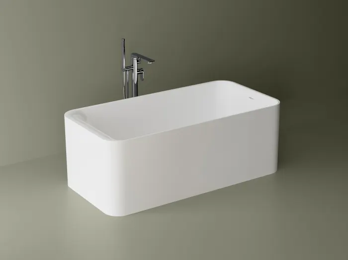 Cada freestanding dreptunghiulara, compozit alb lucios, 150x76.2x53.5 cm, Toscana
