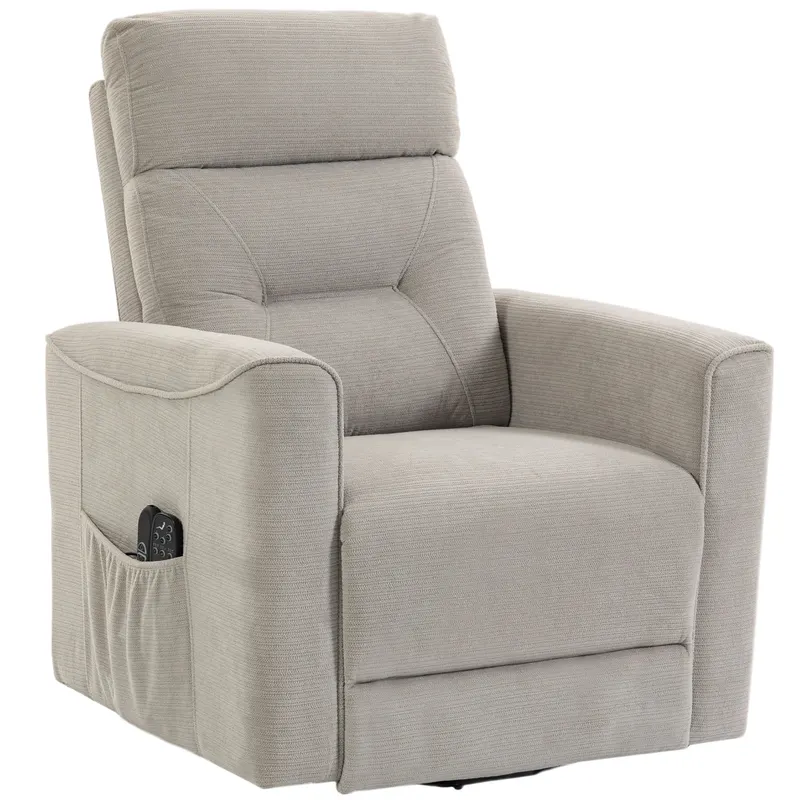 HOMCOM Fotoliu Ridicător Electric cu Masaj prin Vibrații și Încălzire, Fotoliu Relax Electric, Spătar Reclinabil, Chenille, Gri
