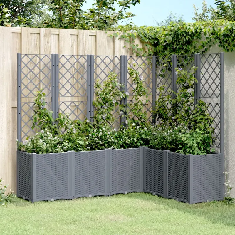 jardiniera de gradina cu spalier, gri, 160x120x140 cm, pp