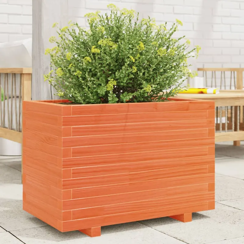 jardiniera gradina, maro ceruit, 70x40x49,5 cm, lemn masiv pin