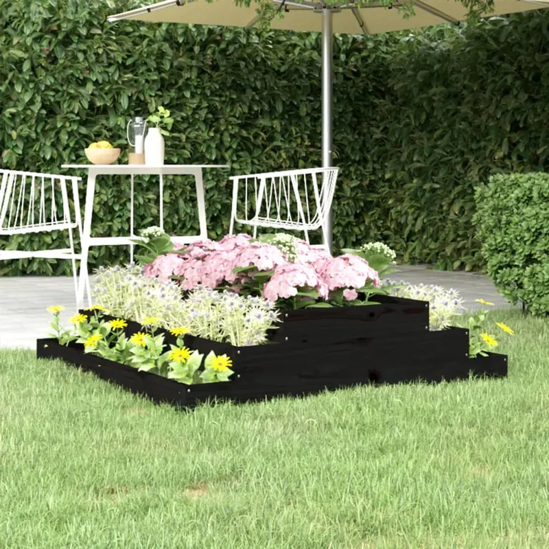 jardiniera, negru, 110x110x27 cm, lemn masiv de pin