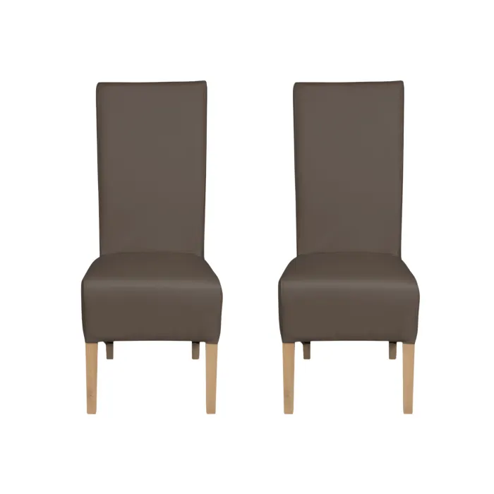 Set 2 scaune living VANESSA, picioare lemn natur, piele ecologica gri elefant, 47x60x110 cm