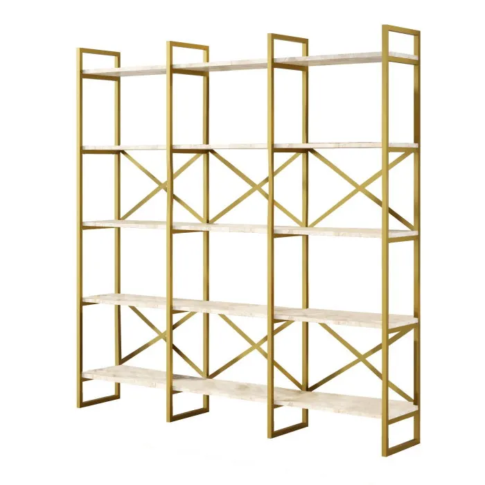 Raft VG6-GE, marmura alba + auriu, 170x30x175 cm