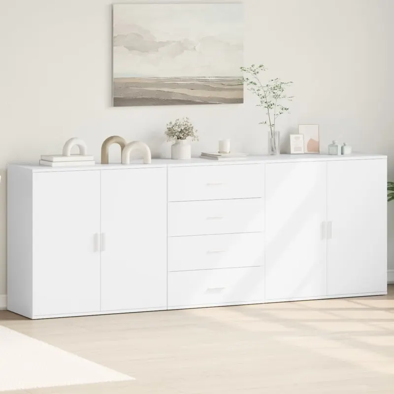 servante, 3 piese, alb, lemn prelucrat