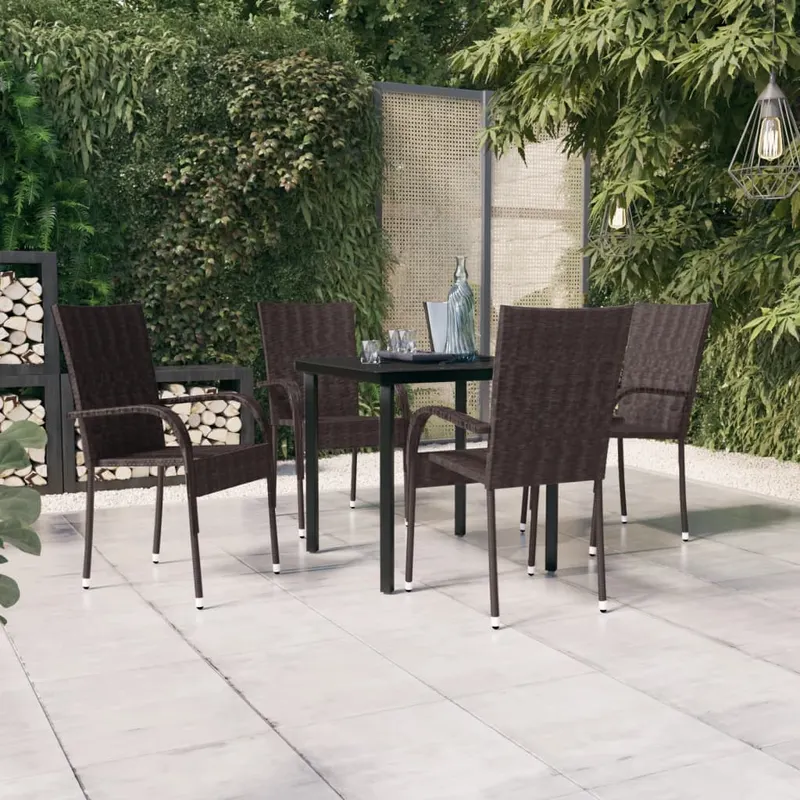set mobilier de gradina, 5 piese, maro si negru