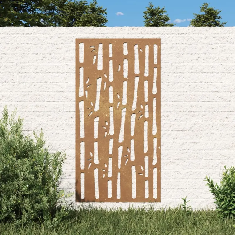 decor perete de gradina 105x55 cm design bambus otel corten