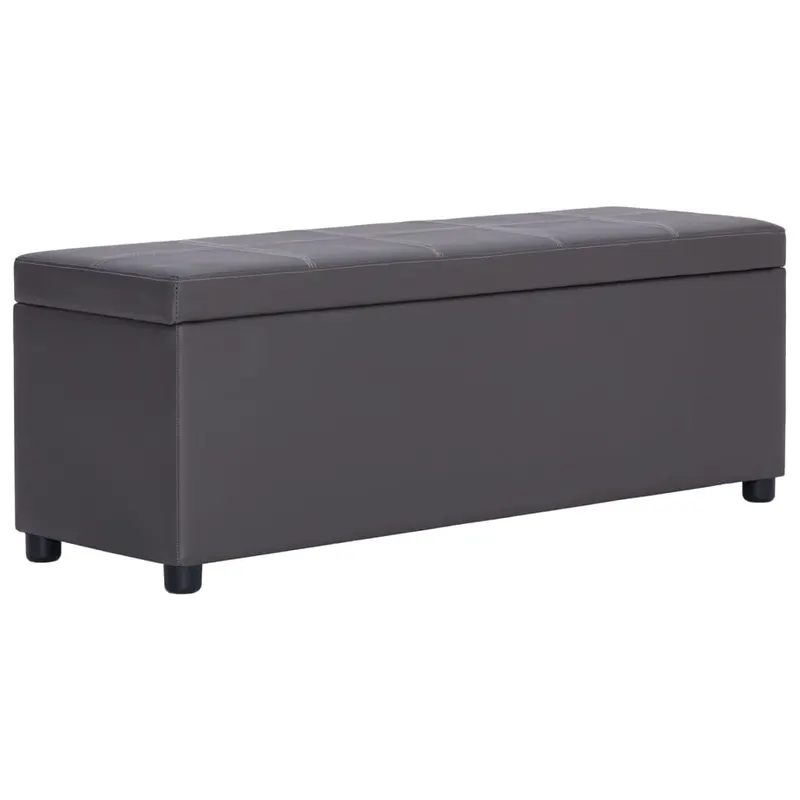 bancheta cu zona de depozitare, gri, 116 cm, piele ecologica