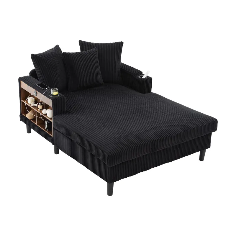 Chaise-longue multifuncțională din cord, Negru