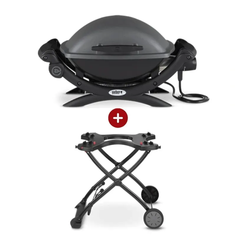 Set Gratar electric Weber Q1400 - Antracit + suport cu roti