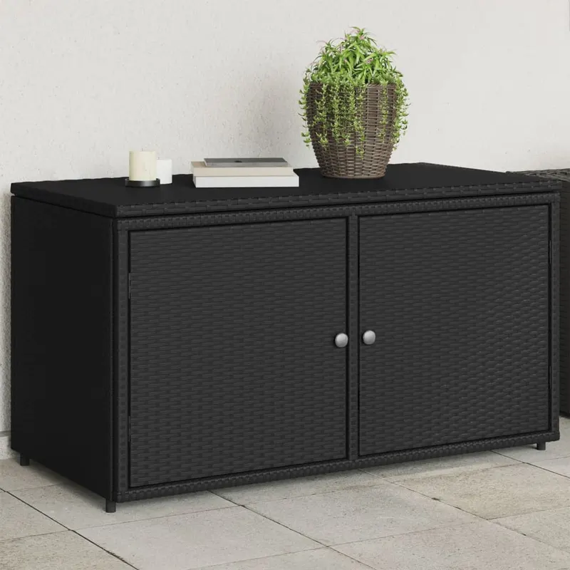 Dulap depozitare de gradina, negru, 110x55x60,5 cm, poliratan