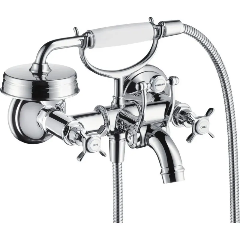 Baterie cada crom lucios cu para si furtun dus, dubla comanda, Hansgrohe Axor Montreux