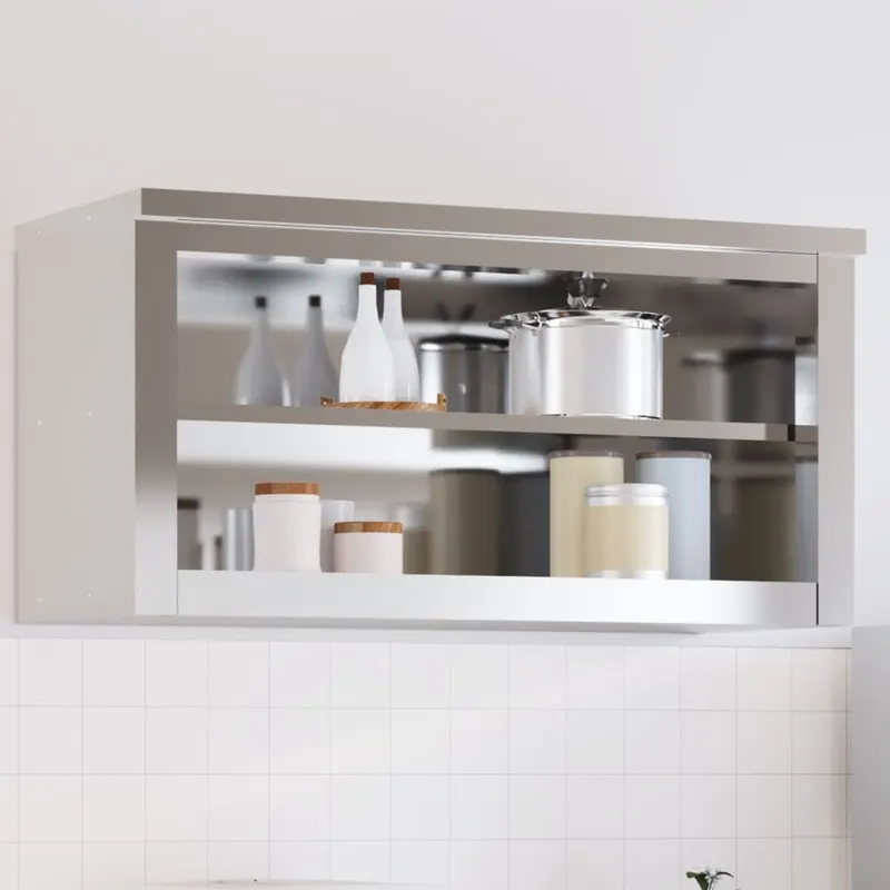 dulap bucatarie de perete cu raft, otel inoxidabil