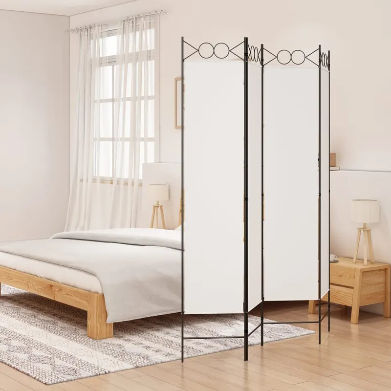 paravan de camera cu 4 panouri, alb, 160x200 cm, textil