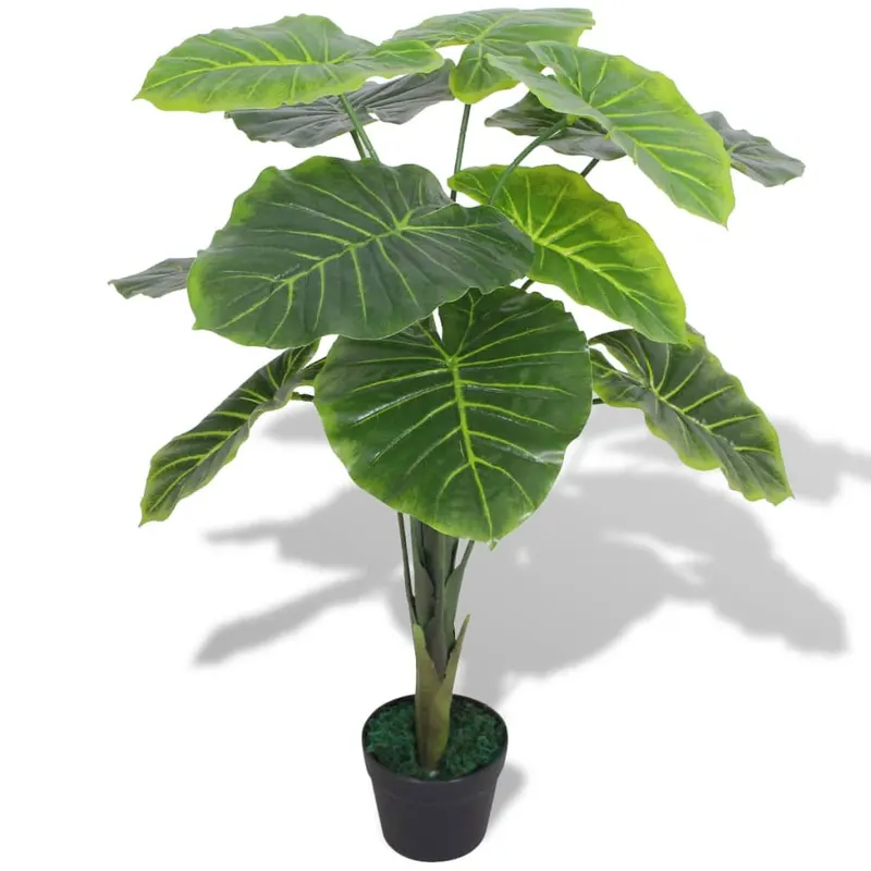 planta artificiala taro cu ghiveci, 85 cm, verde
