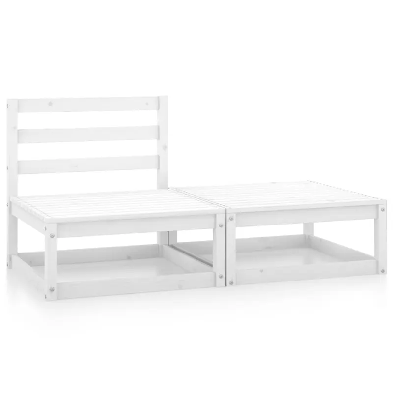 set mobilier de gradina, 2 piese, alb, lemn masiv de pin