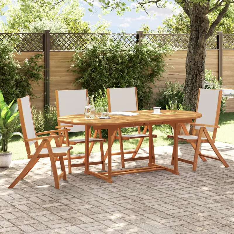 Set mobilier de gradina, 5 piese, lemn masiv acacia/textilena